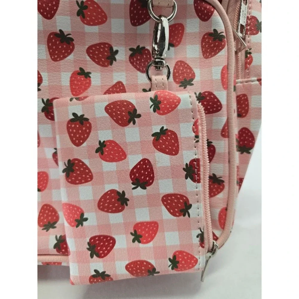 Madden Girl Mini Backpack & Coin purse Key chain Pink Strawberry Gingham